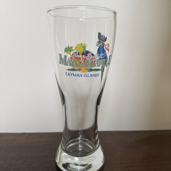 Jimmy Buffet Margaritaville Pilsner Glass 20 oz Beer Cayman Islands Parrot - Picture 1 of 10